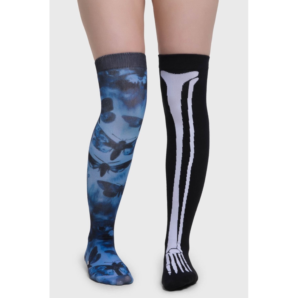 Killstar Corpse Bride - Swarm Of Butterflies Chaussettes hautes - Noir/Bleu